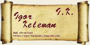 Igor Keleman vizit kartica